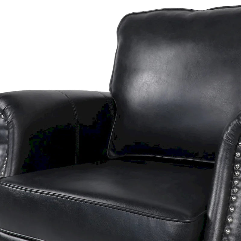 Fauteuil club en similicuir, orné de rivets