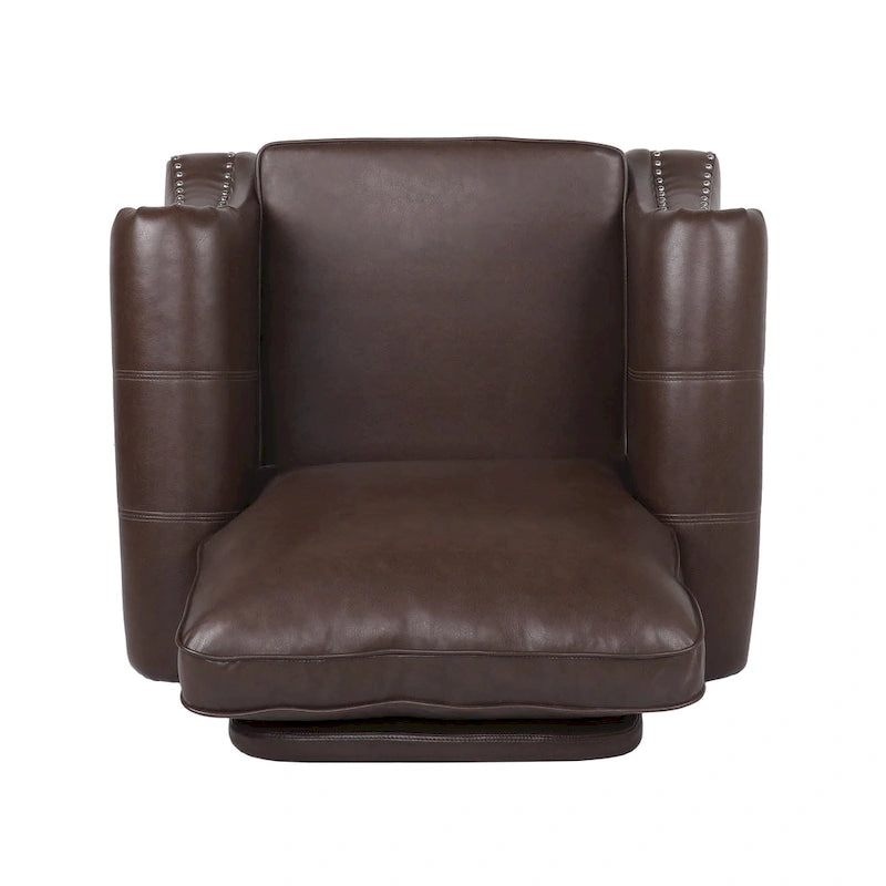 Fauteuil club en similicuir, orné de rivets