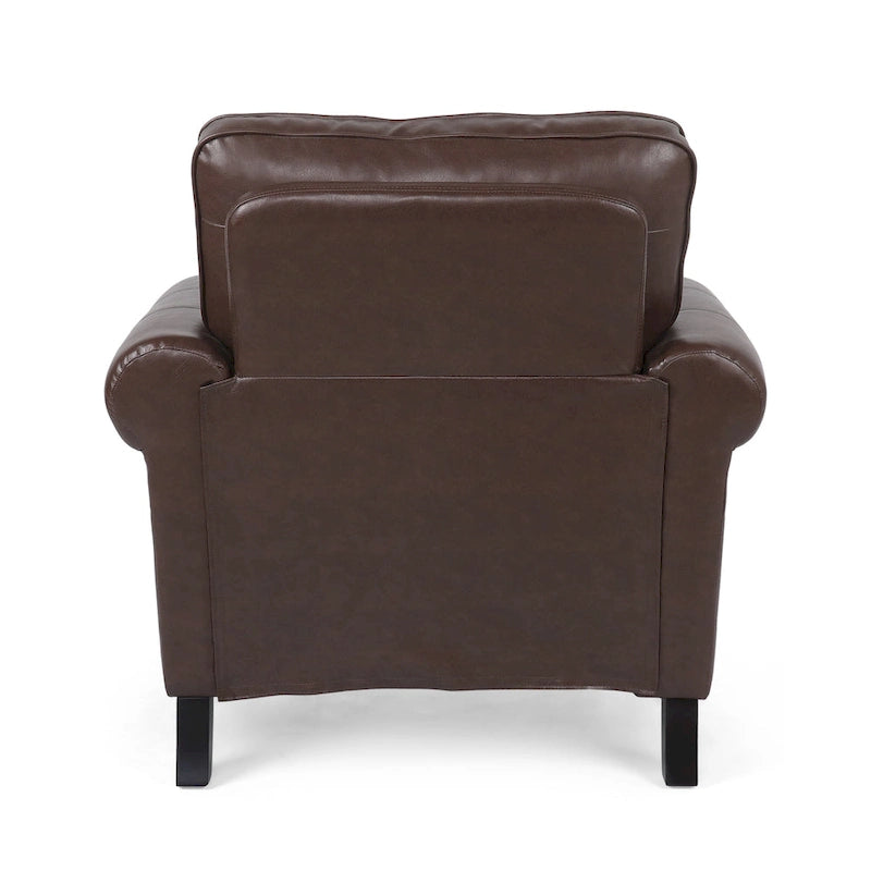 Fauteuil club en similicuir, orné de rivets