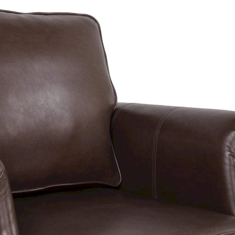 Fauteuil club en similicuir, orné de rivets