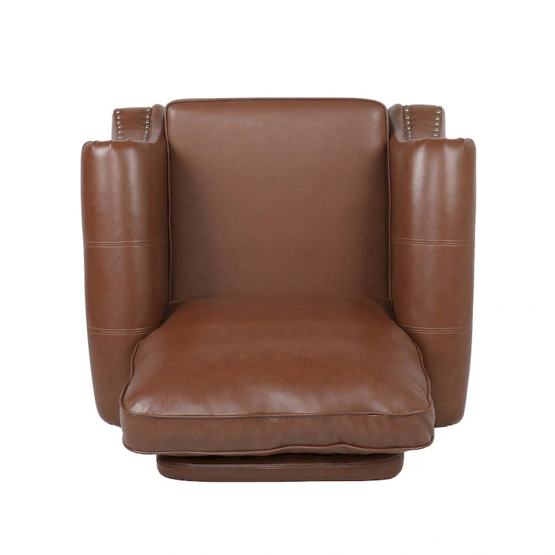 Fauteuil club en similicuir, orné de rivets