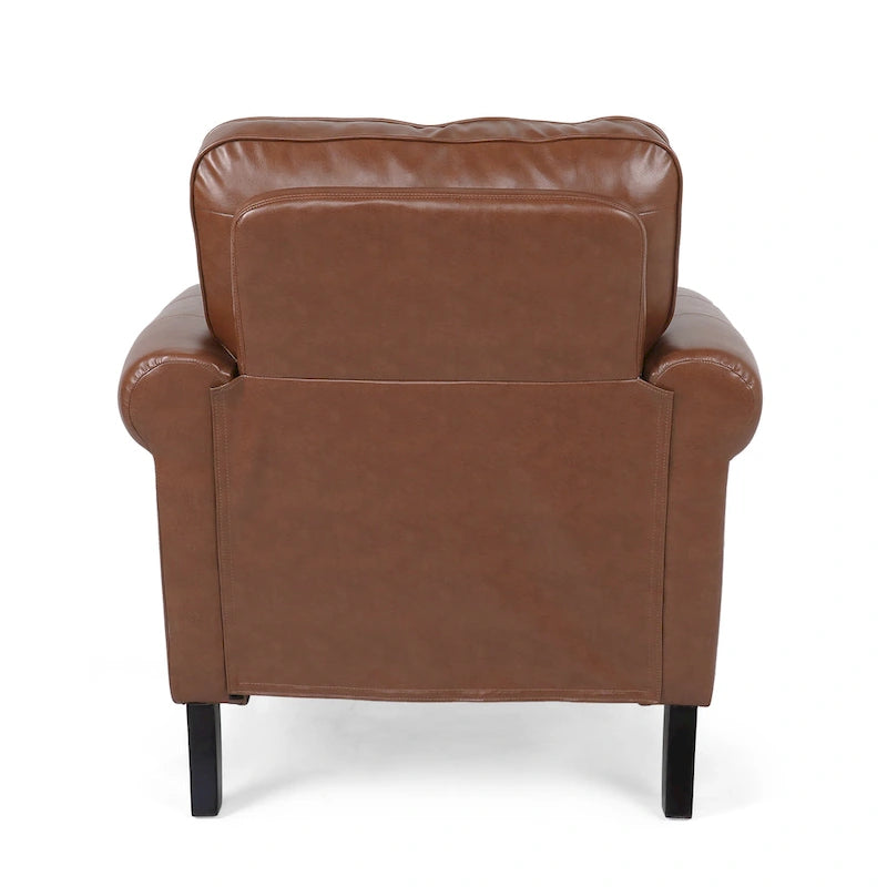 Fauteuil club en similicuir, orné de rivets