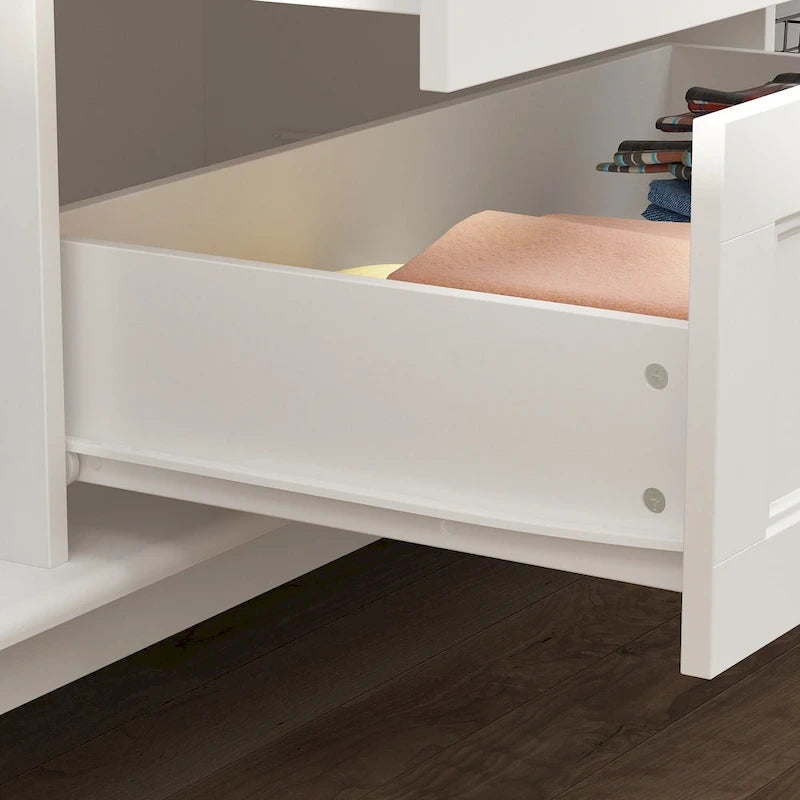 Armoire traditionnelle en bois à 2 tiroirs, finition laquée blanche