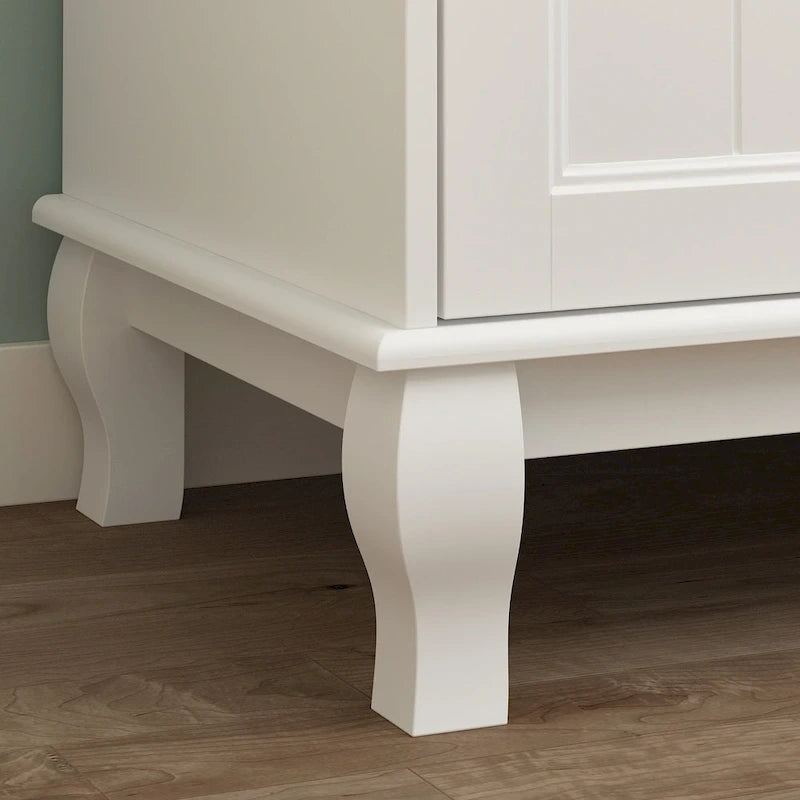 Armoire traditionnelle en bois à 2 tiroirs, finition laquée blanche