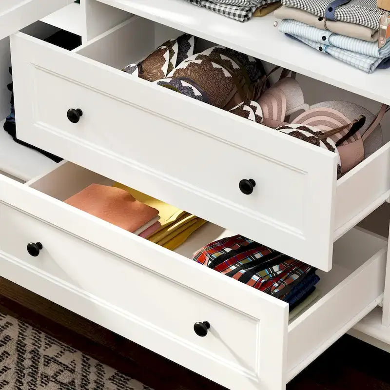 Armoire traditionnelle en bois à 2 tiroirs, finition laquée blanche