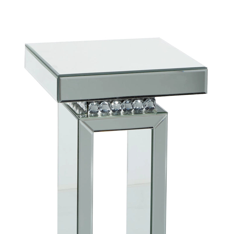 Table piédestal en verre miroir