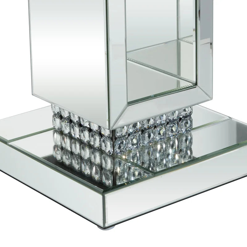 Table piédestal en verre miroir