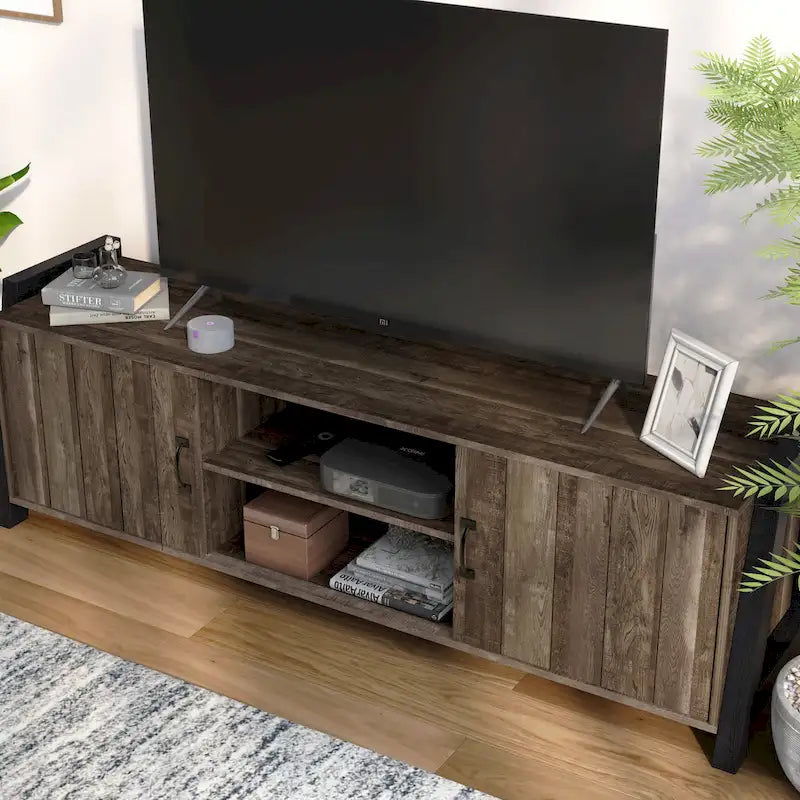 Meuble TV à 6 étagères en chêne recyclé de 168 cm, collection Farmhouse