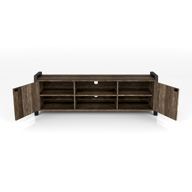Meuble TV à 6 étagères en chêne recyclé de 168 cm, collection Farmhouse