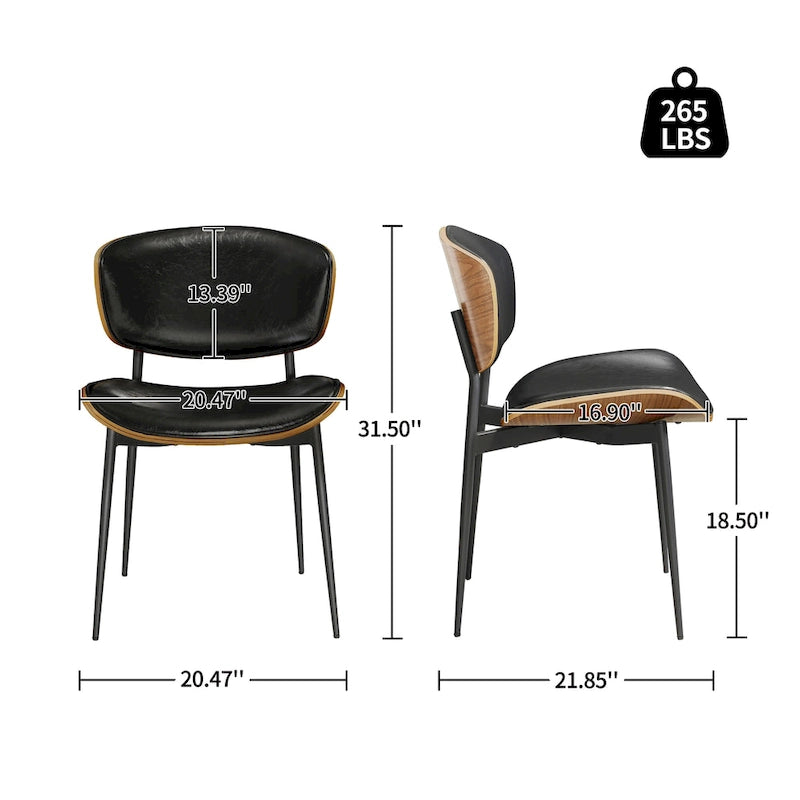 Chaises de salle à manger modernes en bois courbé (lot de 2)
