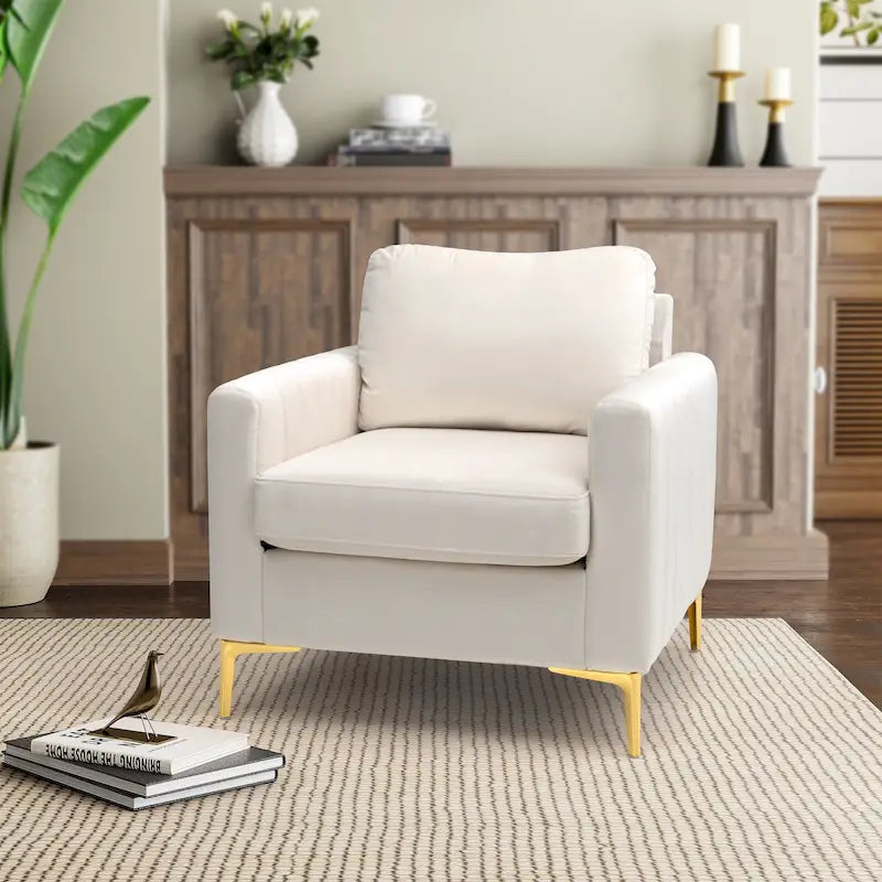 Fauteuil Club Moderne Rembourré avec Accoudoirs