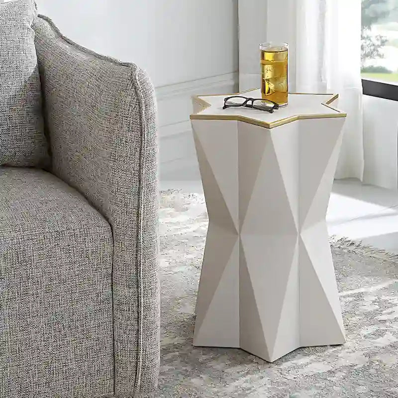 Table d'appoint en forme d'étoile, table décorative blanche