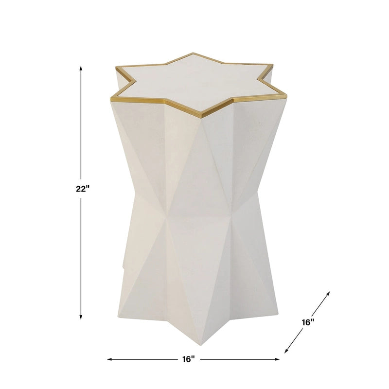 Table d'appoint en forme d'étoile, table décorative blanche