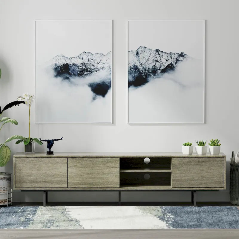 Meuble TV console bas, style Mid-Century Modern