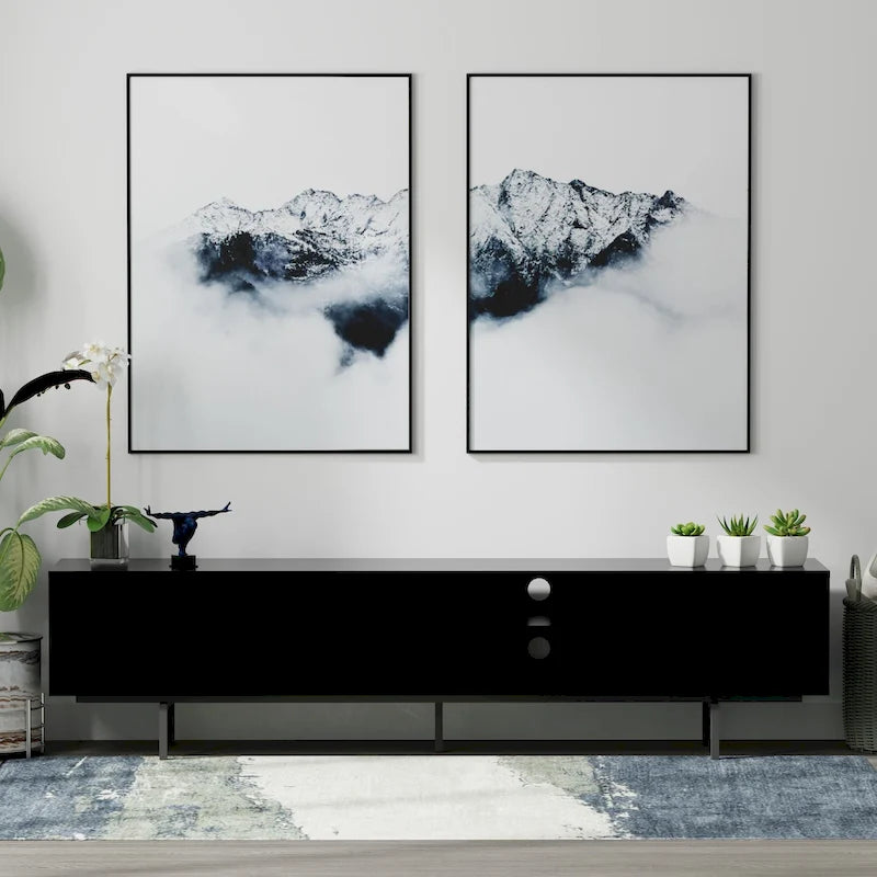 Meuble TV console bas, style Mid-Century Modern