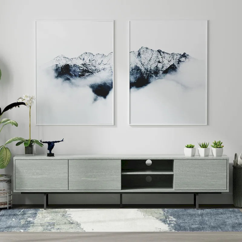 Meuble TV console bas, style Mid-Century Modern