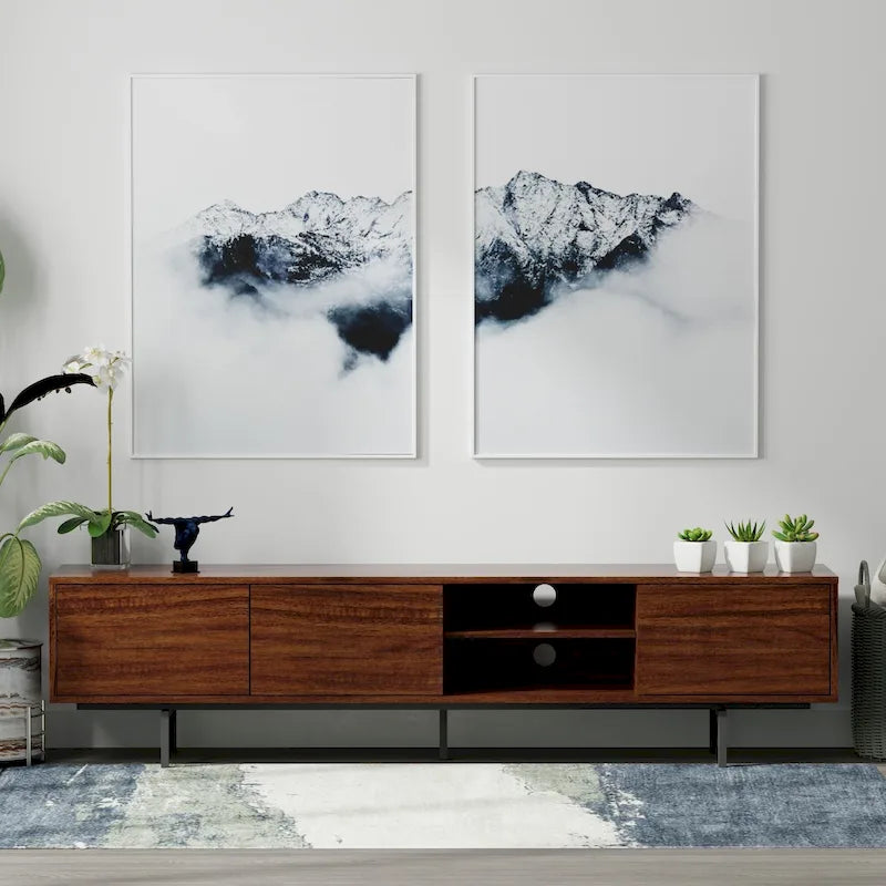 Meuble TV console bas, style Mid-Century Modern