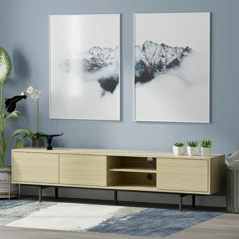 Meuble TV console bas, style Mid-Century Modern