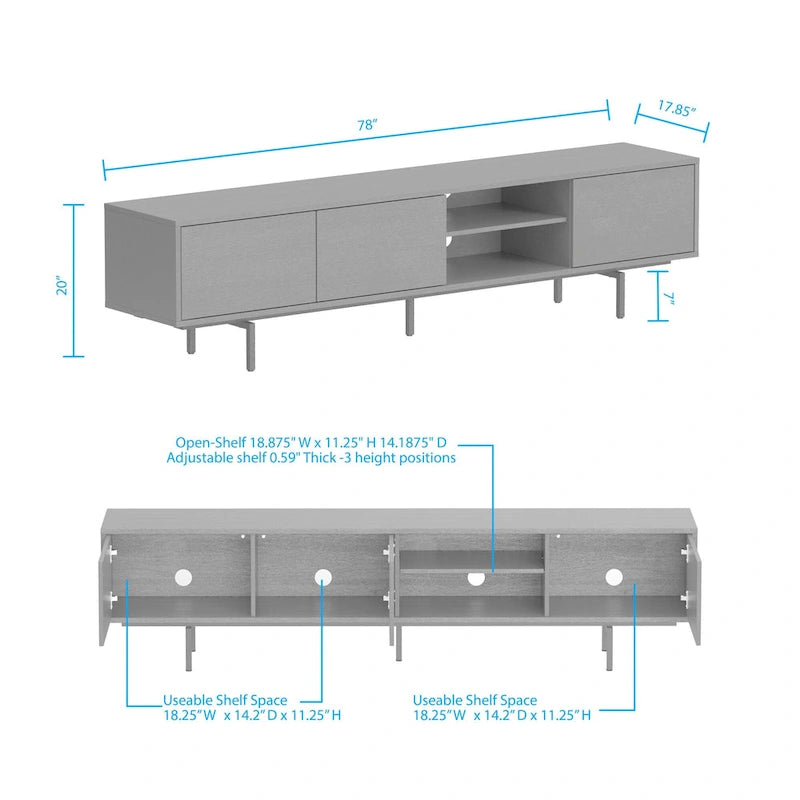 Meuble TV console bas, style Mid-Century Modern