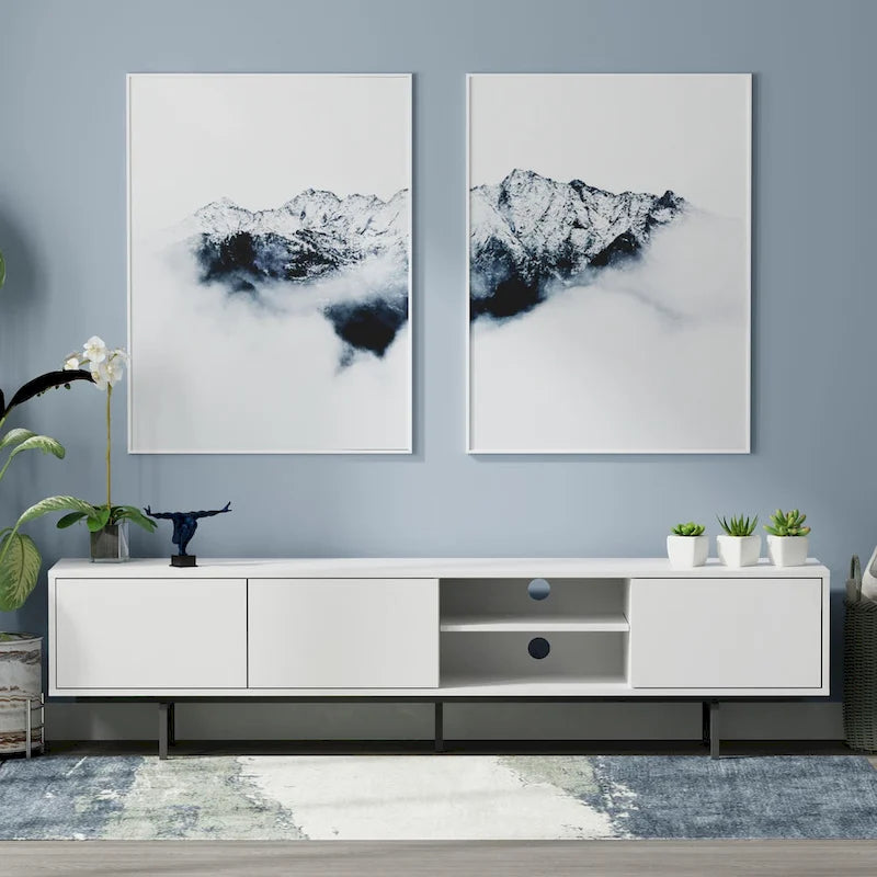 Meuble TV console bas, style Mid-Century Modern