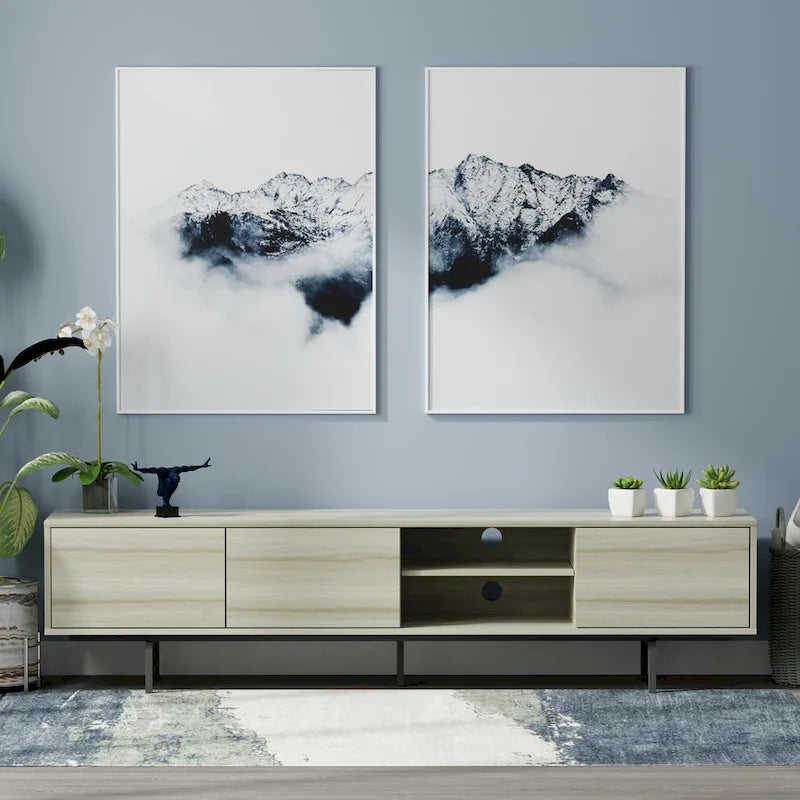 Meuble TV console bas, style Mid-Century Modern