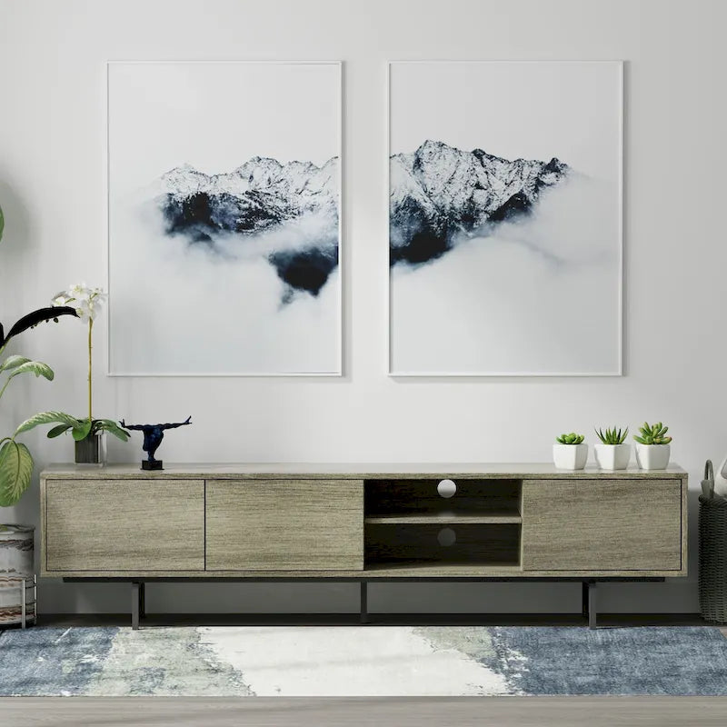 Meuble TV console bas, style Mid-Century Modern