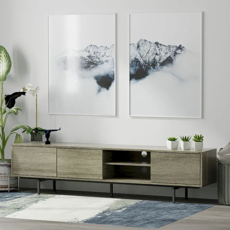 Meuble TV console bas, style Mid-Century Modern