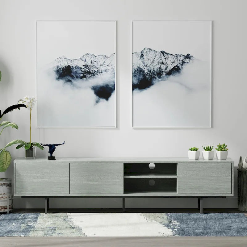Meuble TV console bas, style Mid-Century Modern