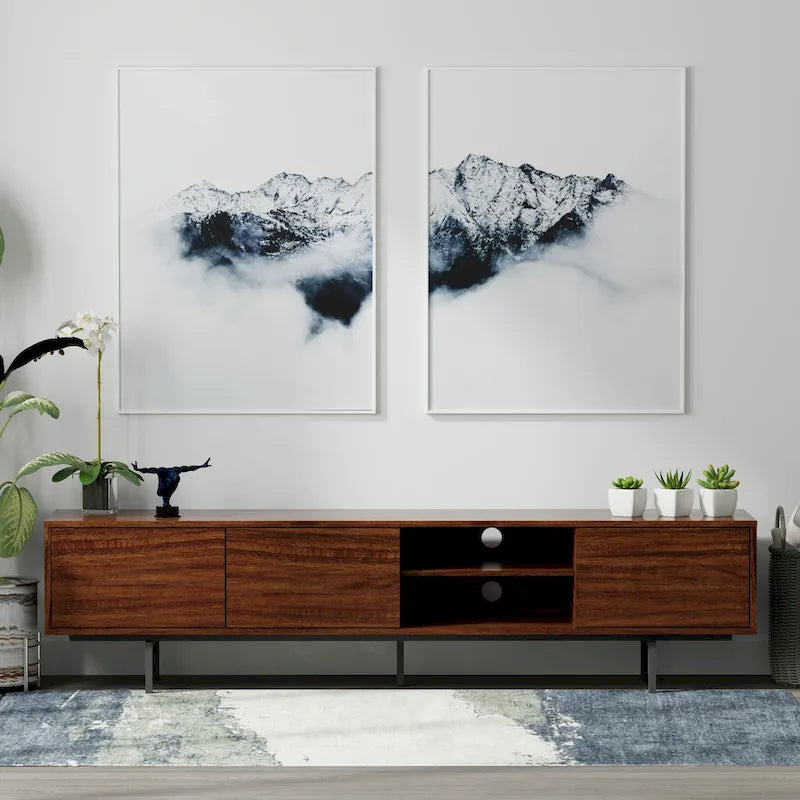 Meuble TV console bas, style Mid-Century Modern