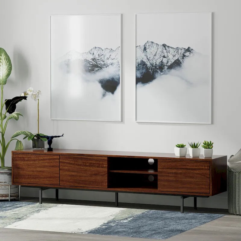 Meuble TV console bas, style Mid-Century Modern