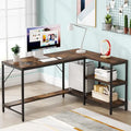 Bureau d'angle avec étagères de rangement, bureau d'angle avec huche