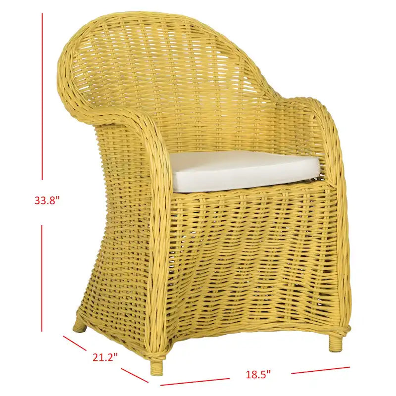 Fauteuil club en rotin jaune - 24 x 26 x 35 - 24Lx26Px35H