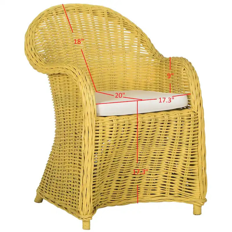 Fauteuil club en rotin jaune - 24 x 26 x 35 - 24Lx26Px35H