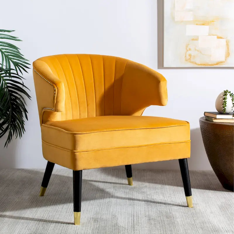 SAFAVIEH Amalia Velvet Wingback Accent Chair - 26.8  x 28  x 31.9  - 27Wx28Dx32H