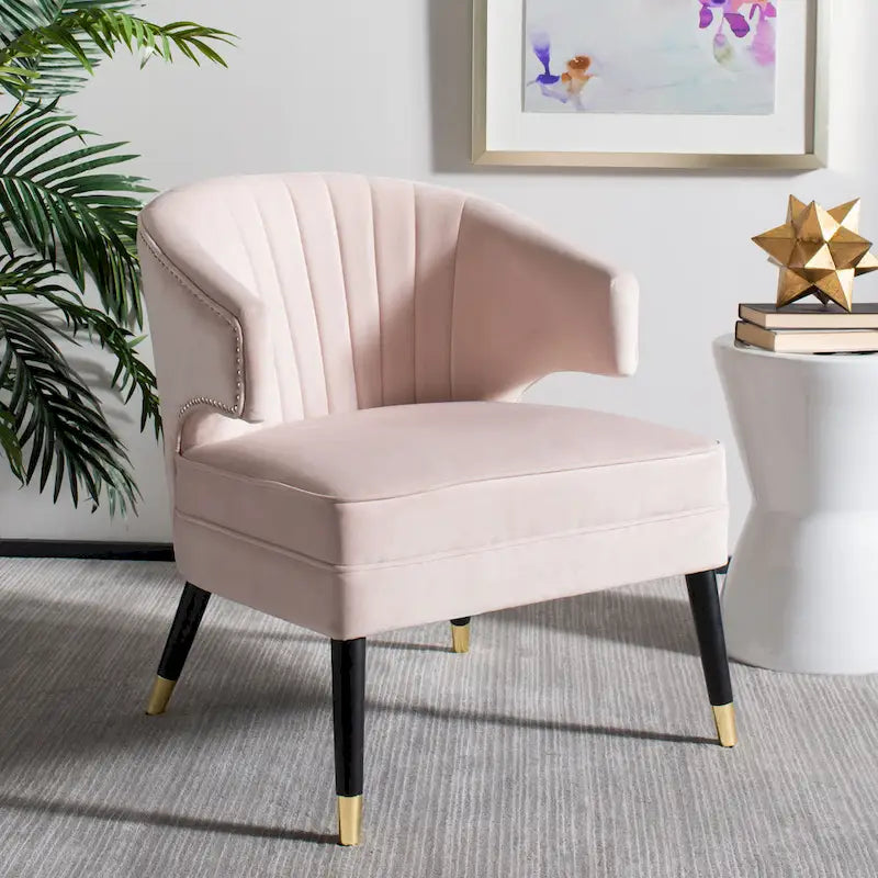 Fauteuil d'appoint dossier haut en velours