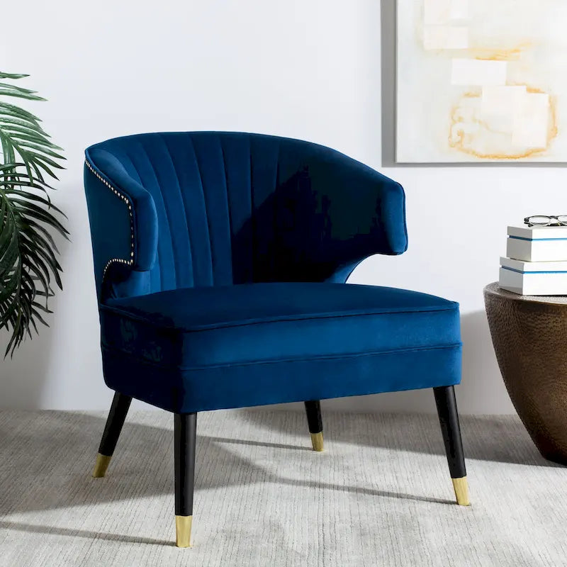 Fauteuil d'appoint dossier haut en velours