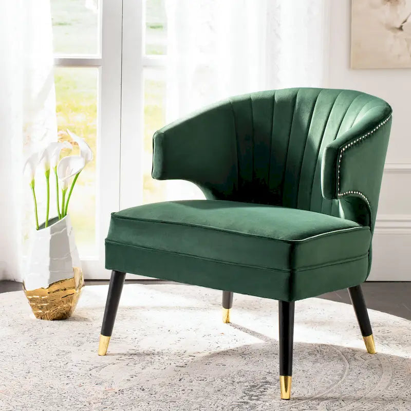 Fauteuil d'appoint dossier haut en velours
