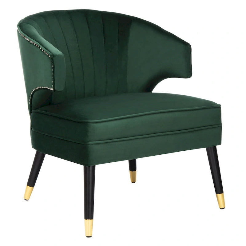 Fauteuil d'appoint dossier haut en velours