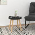 Table d'appoint ronde Table basse Bois composite et bois massif de pin