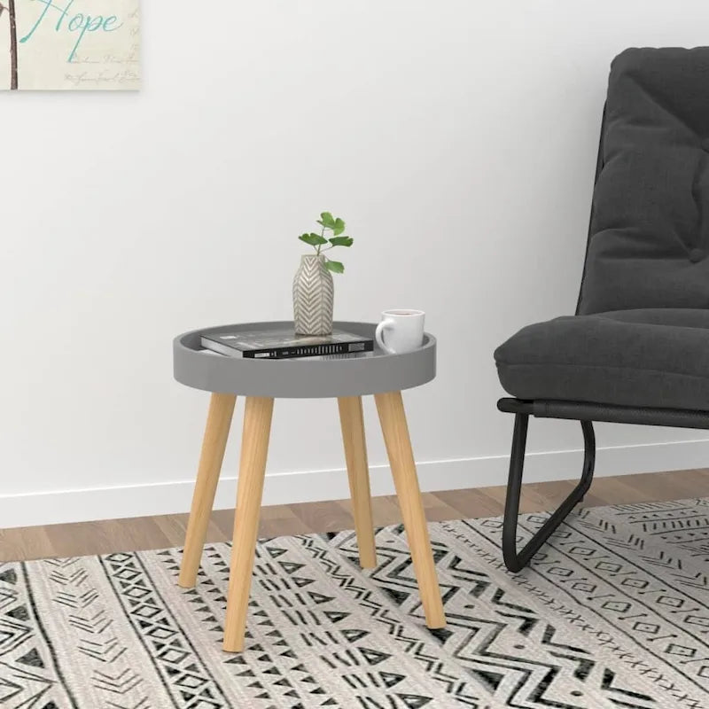 Table d'appoint ronde Table basse Bois composite et bois massif de pin