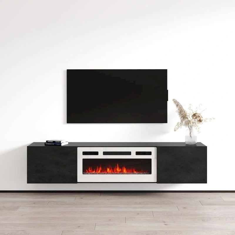 Meuble TV flottant avec cheminée