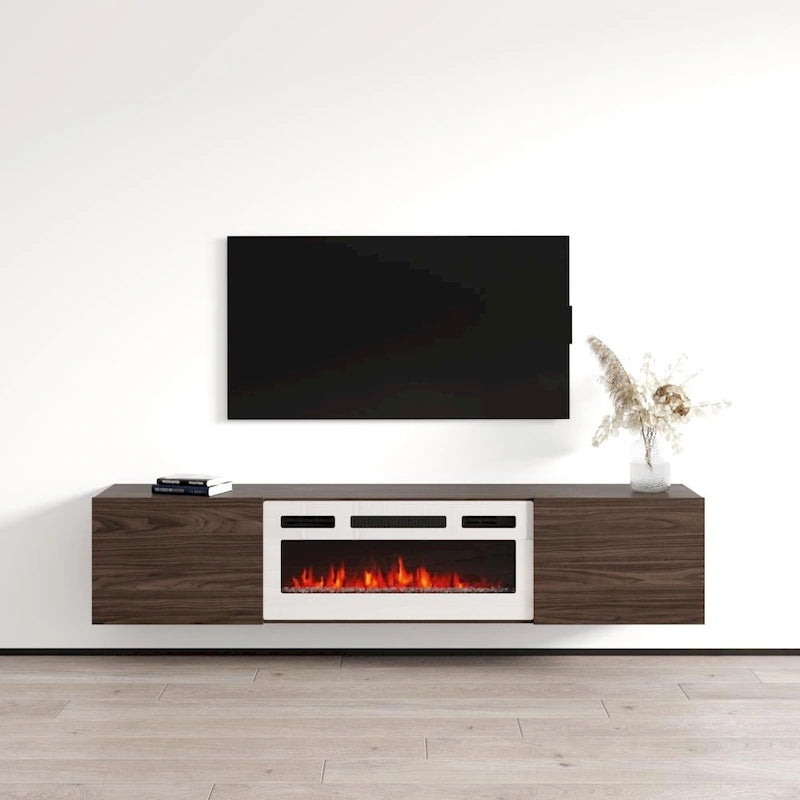 Meuble TV flottant avec cheminée