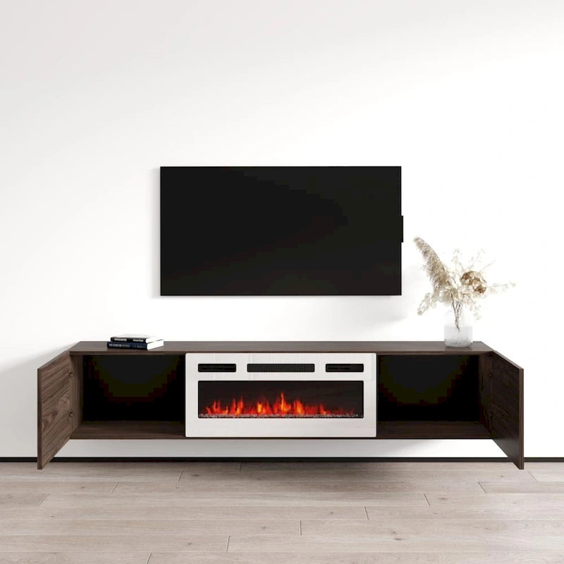 Meuble TV flottant avec cheminée