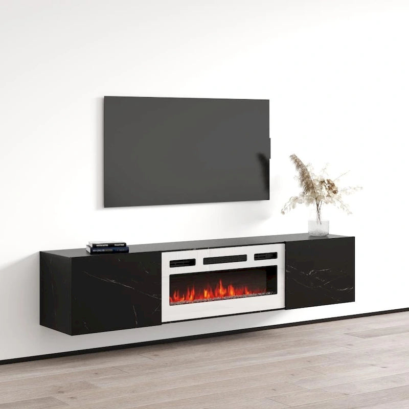 Meuble TV flottant avec cheminée