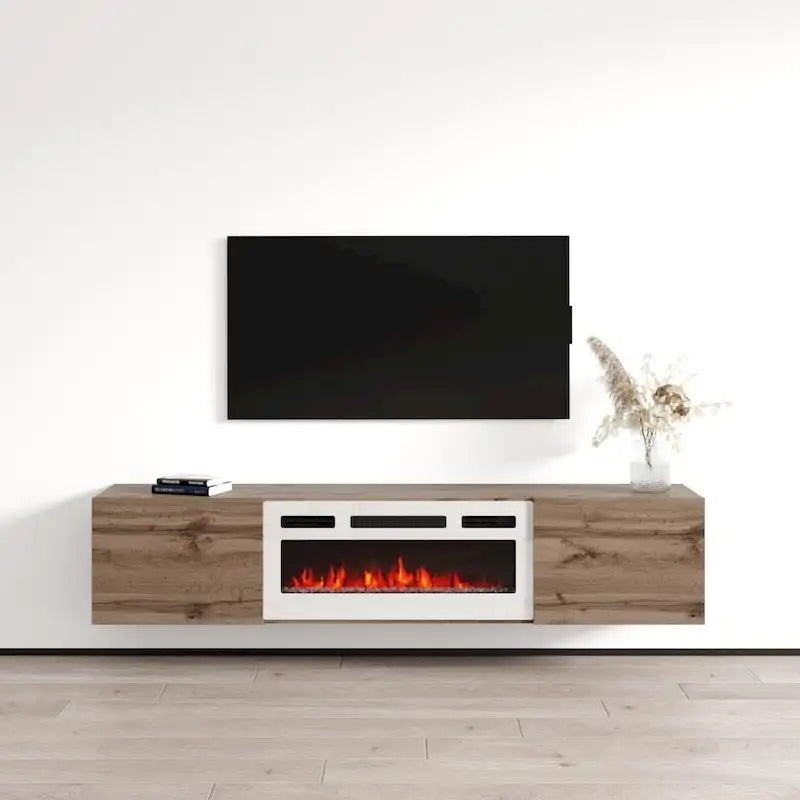 Meuble TV flottant avec cheminée