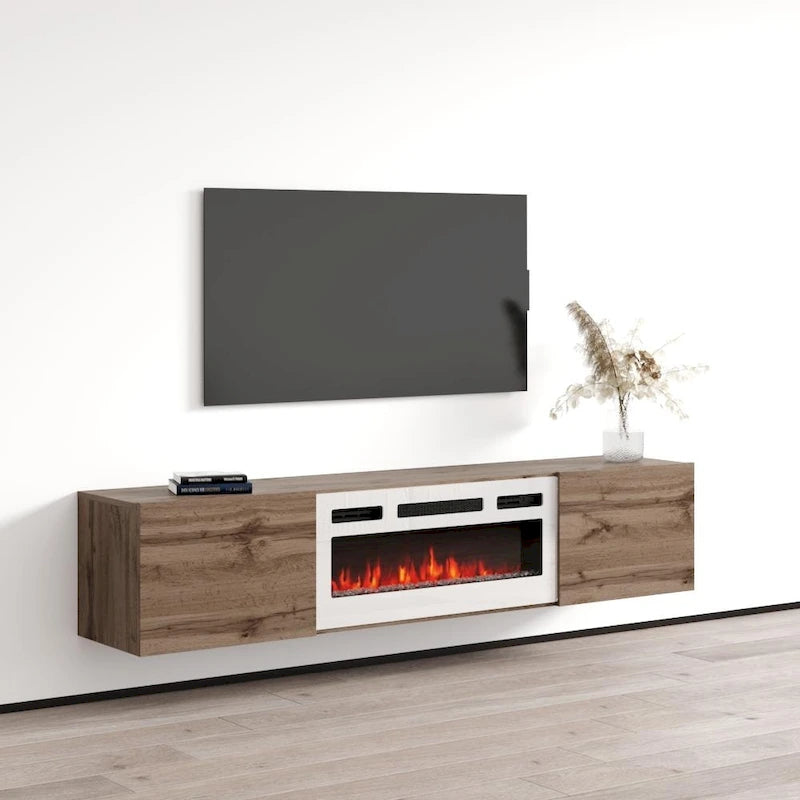 Meuble TV flottant avec cheminée