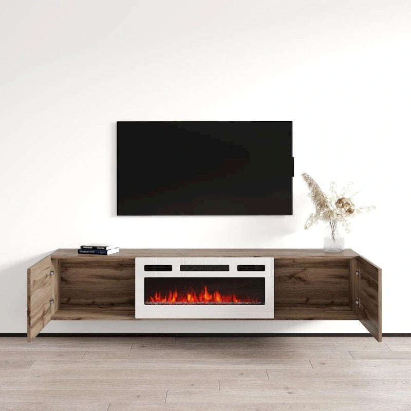 Meuble TV flottant avec cheminée