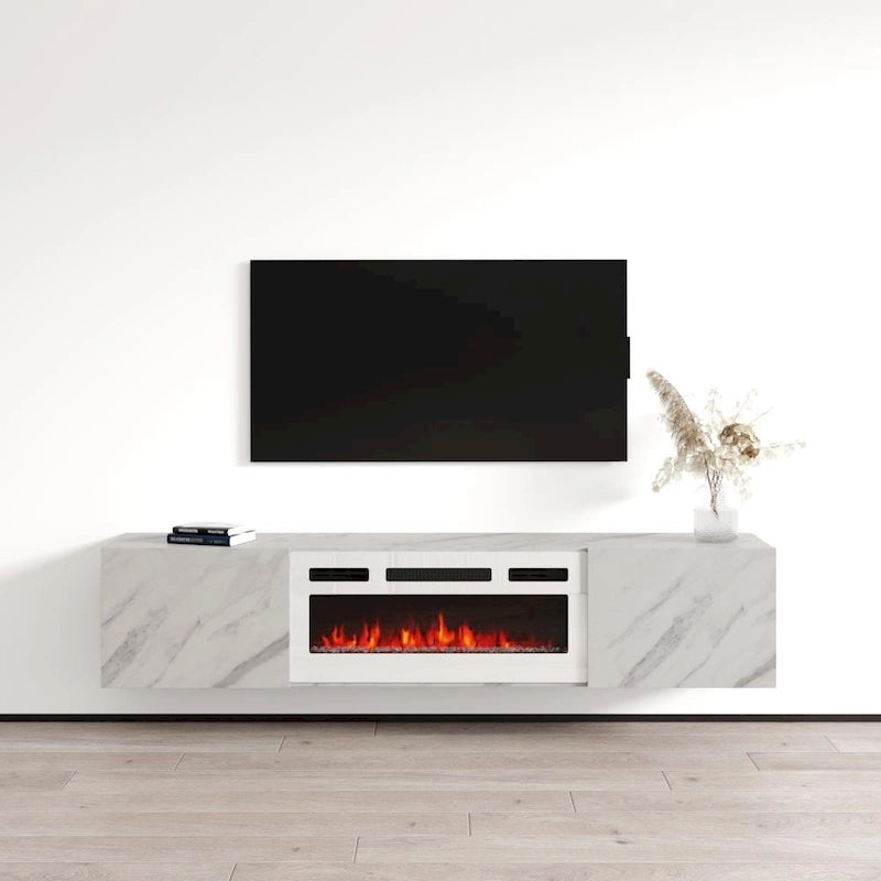 Meuble TV flottant avec cheminée