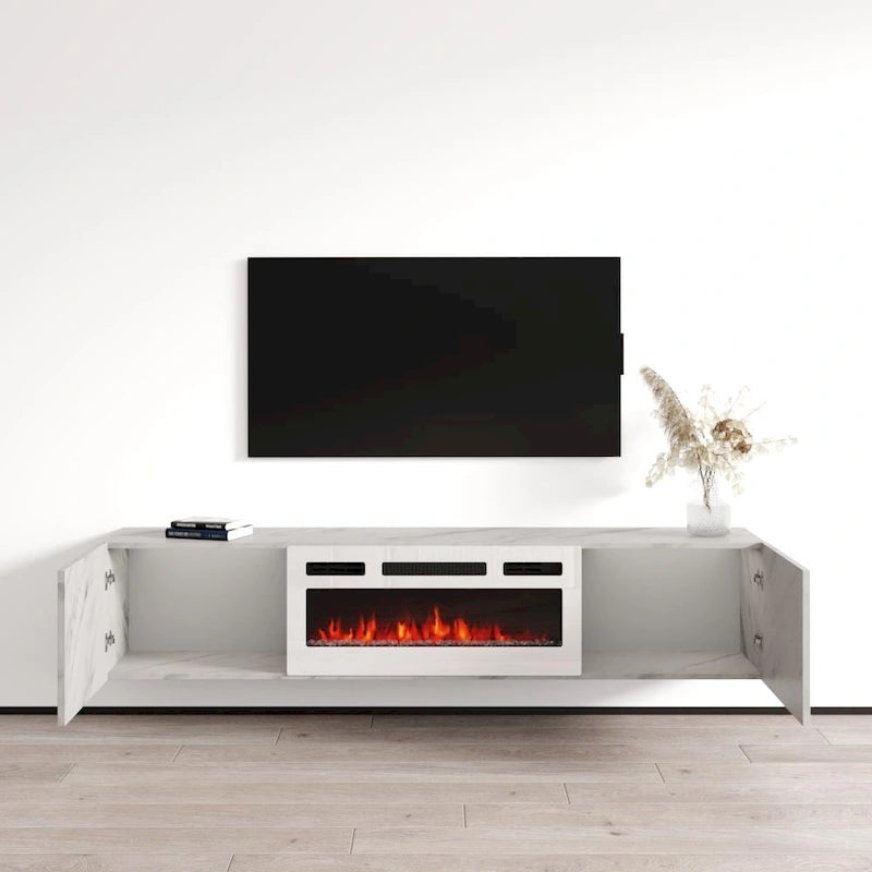 Meuble TV flottant avec cheminée