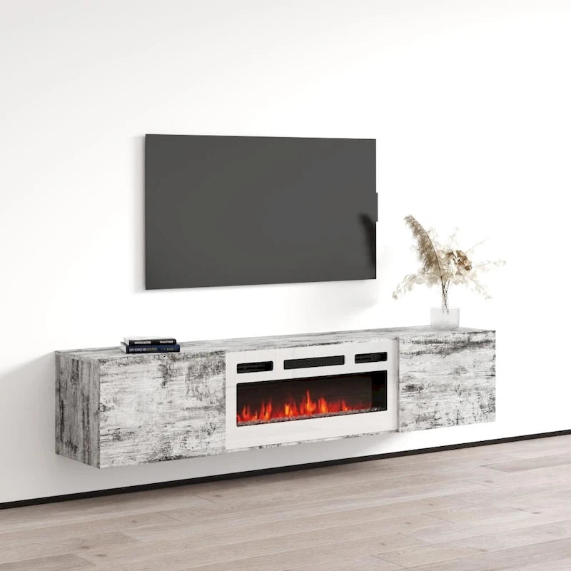 Meuble TV flottant avec cheminée
